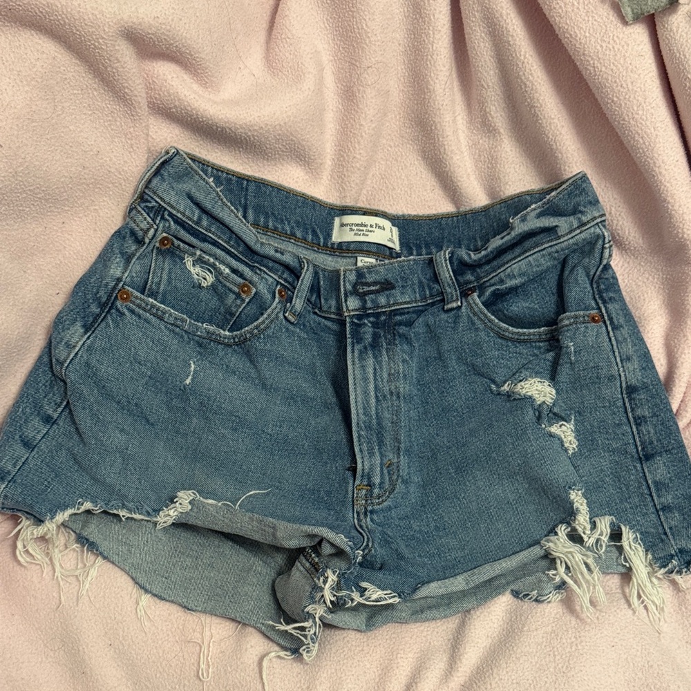 Abercrombie & Fitch Blue Distressed Jean Shorts